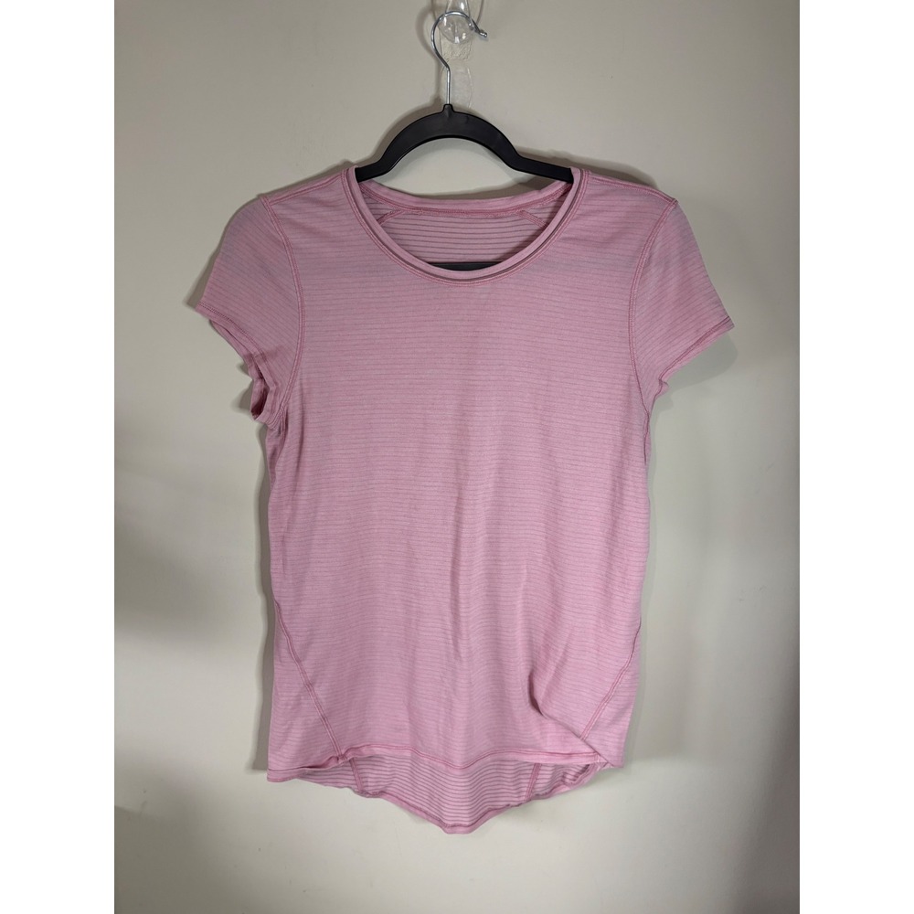 Lululemon Swiftly Tech Short Sleeve 2.0 Pink Striped Athletic Shirt Womens